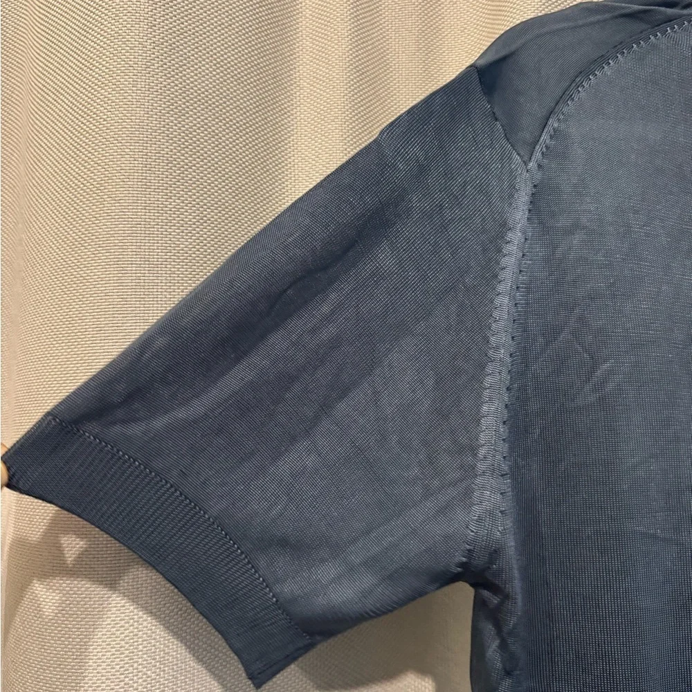 Montagut Paris Navy Polo Shirt Size 7 Mens Luxury Tennis Pocket